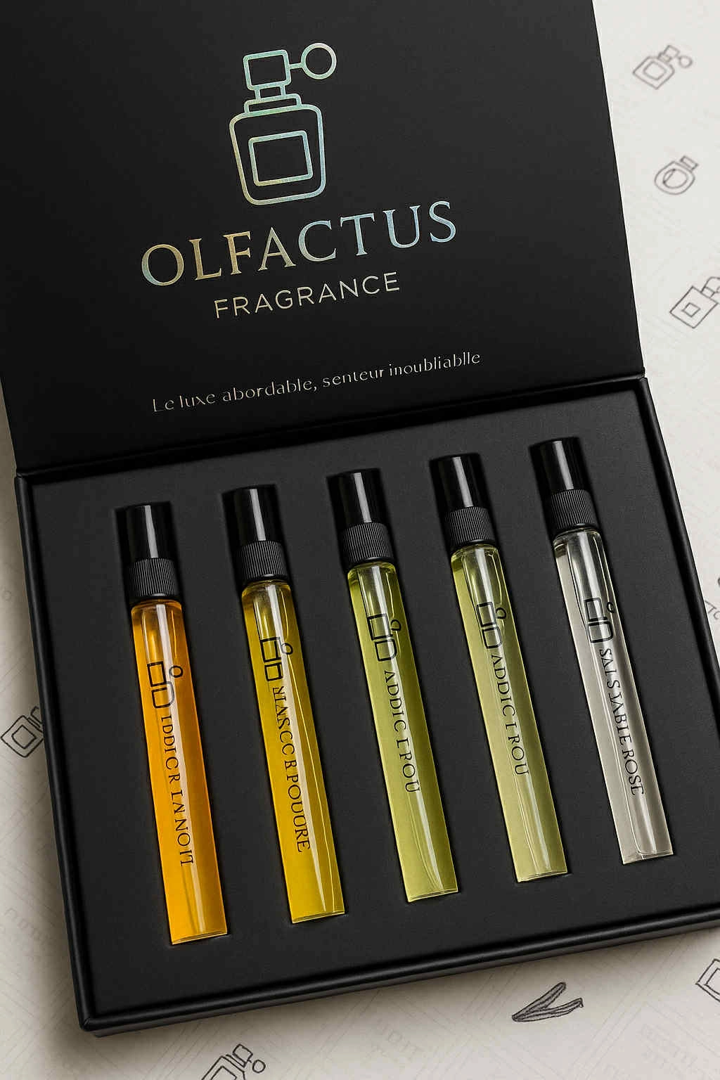 Coffret Découverte Personnalisable – 5 Miniatures Olfactus (10ml)